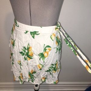 Lemon Blossom Pho Wrap Mini Skirt with tie and zip